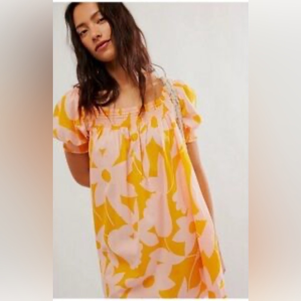 NWOT FP Milla Floral dress side pockets‎ square neck boho resort vacation size M - Picture 3 of 12